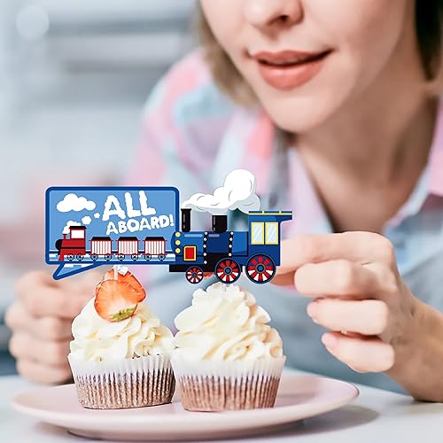 Miniatura 9 de 36 piezas de decoración para cupcakes con temática de tren de tren de tren de tren de tren para decoración de fiesta de cumpleaños, suministros de