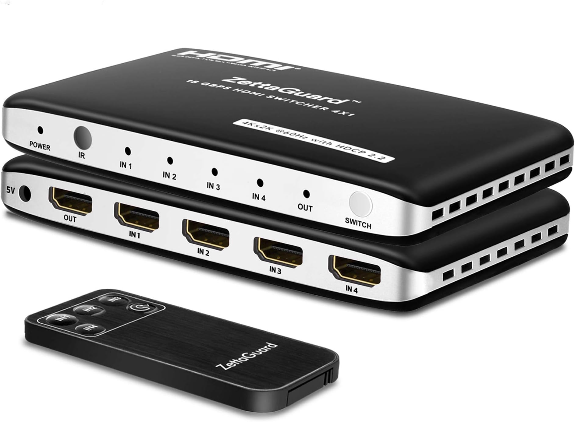 Beastron Zettaguard Upgraded 4K 60Hz 4x1 HDMI Switcher 4 Port HDMI 2.0 Switch Hub HDMI Splitter with IR Remote Control Support 18Gbps 4K x 2K 3D HDCP 2.2(4 in 1 Out)
