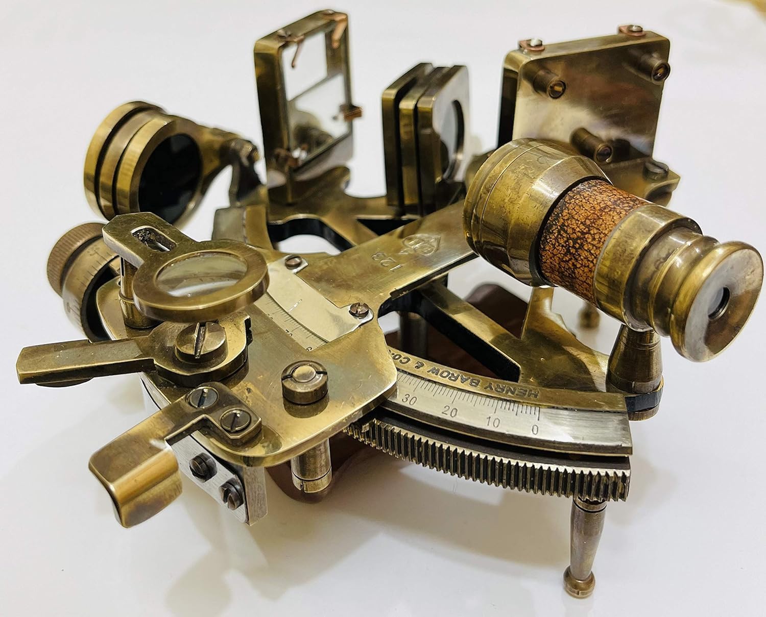 Nautical Handcrafted 6" Solid Brass Sextant Heavy Marine Navigational Instrument | Antique Maritime Decor