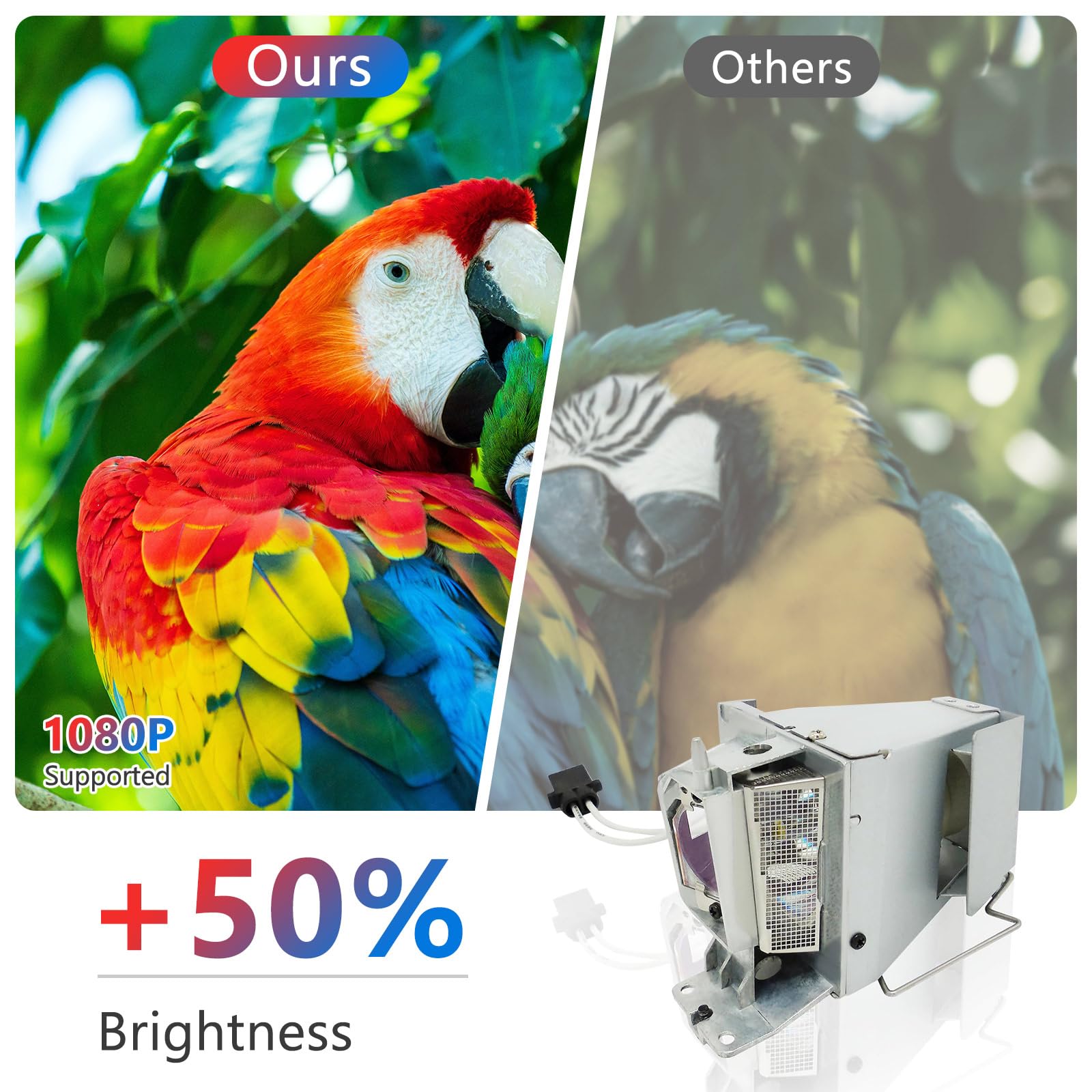 A+ Qualität Projektorlampe Birne mit Gehäuse, Kompatibel mit ACER H6517ABD / X115H / X125H / X135WH, 60W, Weiß, 1 Stück