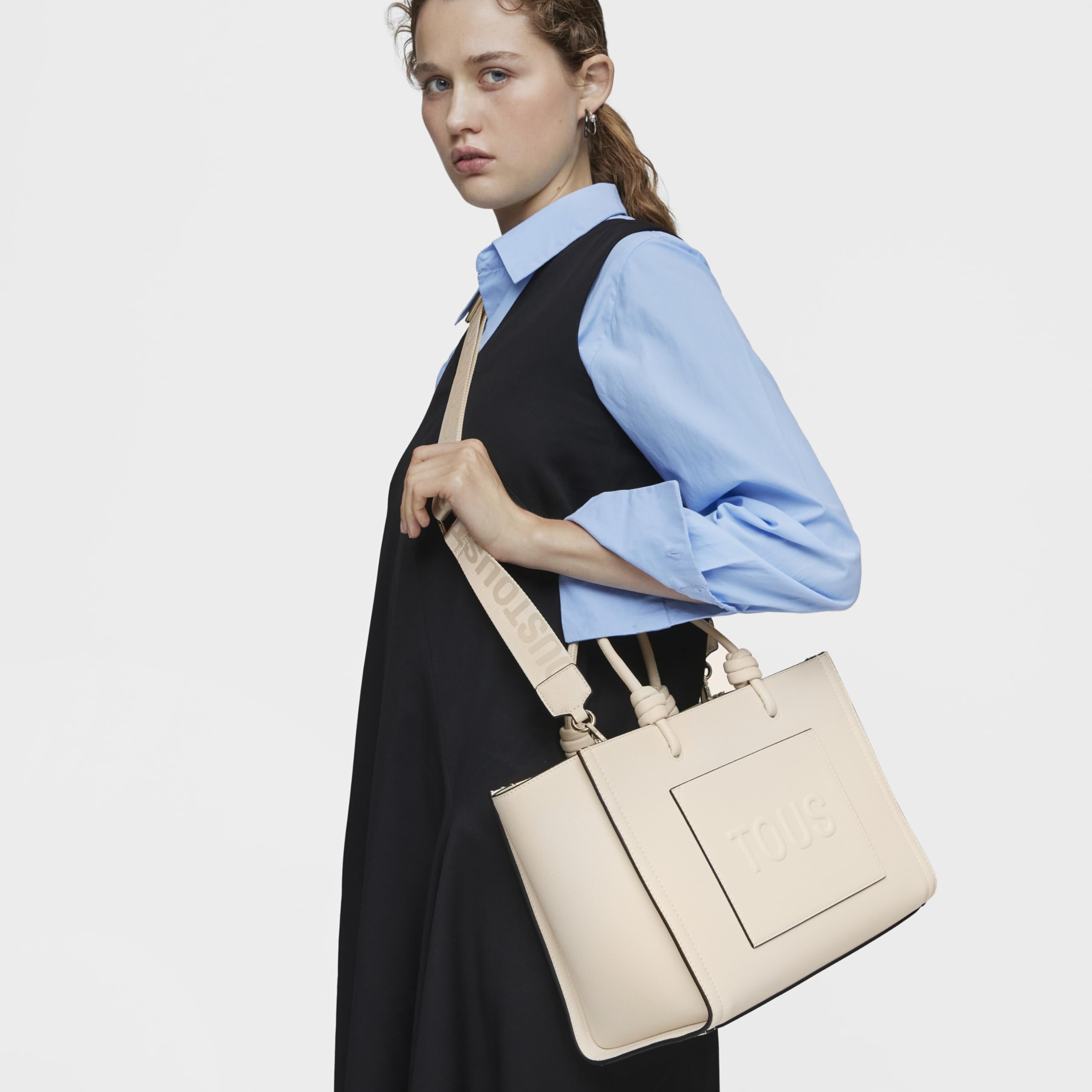 TOUS Shopper Średni Amaya Beżowy La Rue Beige