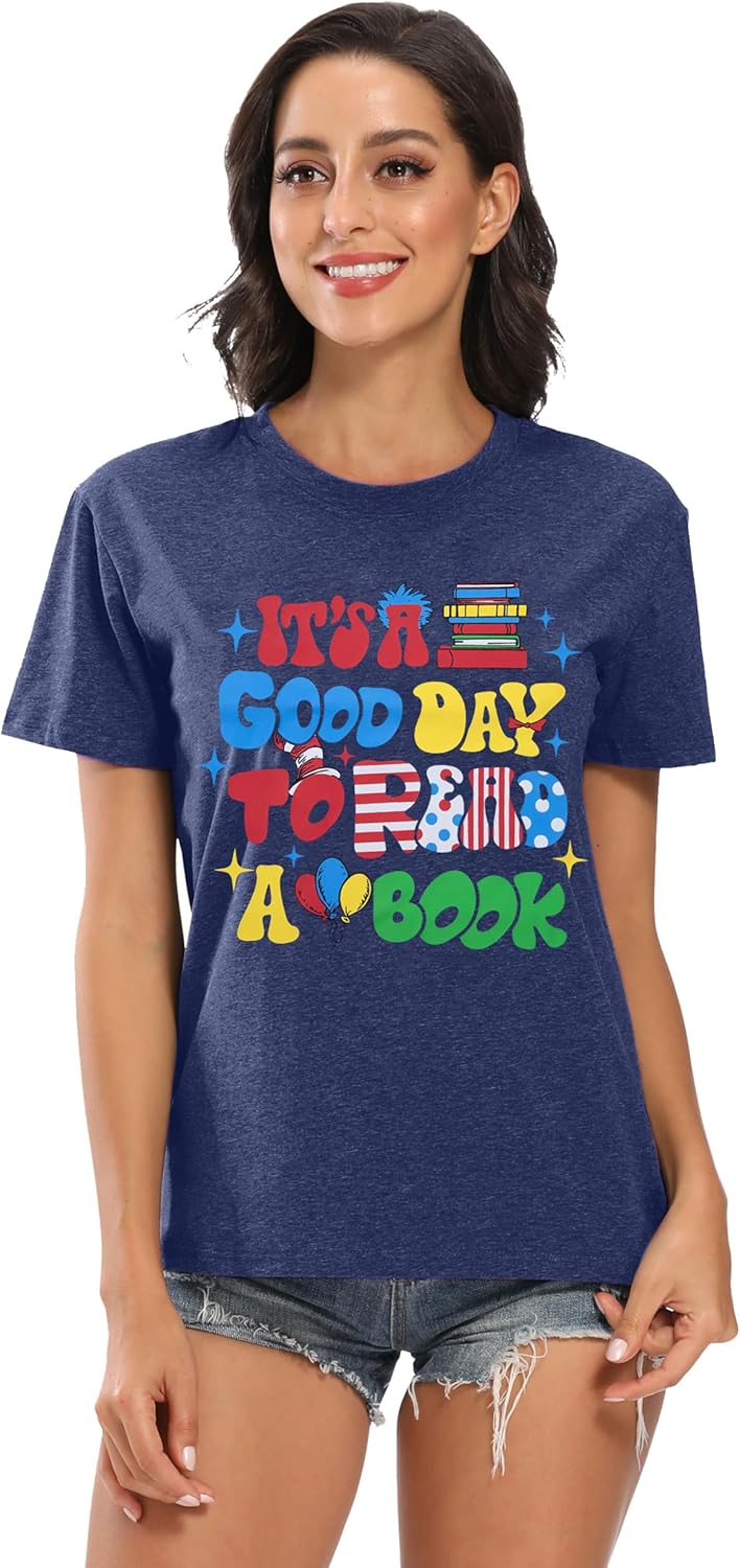 Teachers Shirts for Women Teacher Life Top It's a Good Day to Read a Book Tshirt Casual Short Sleeve Tee - Image 4