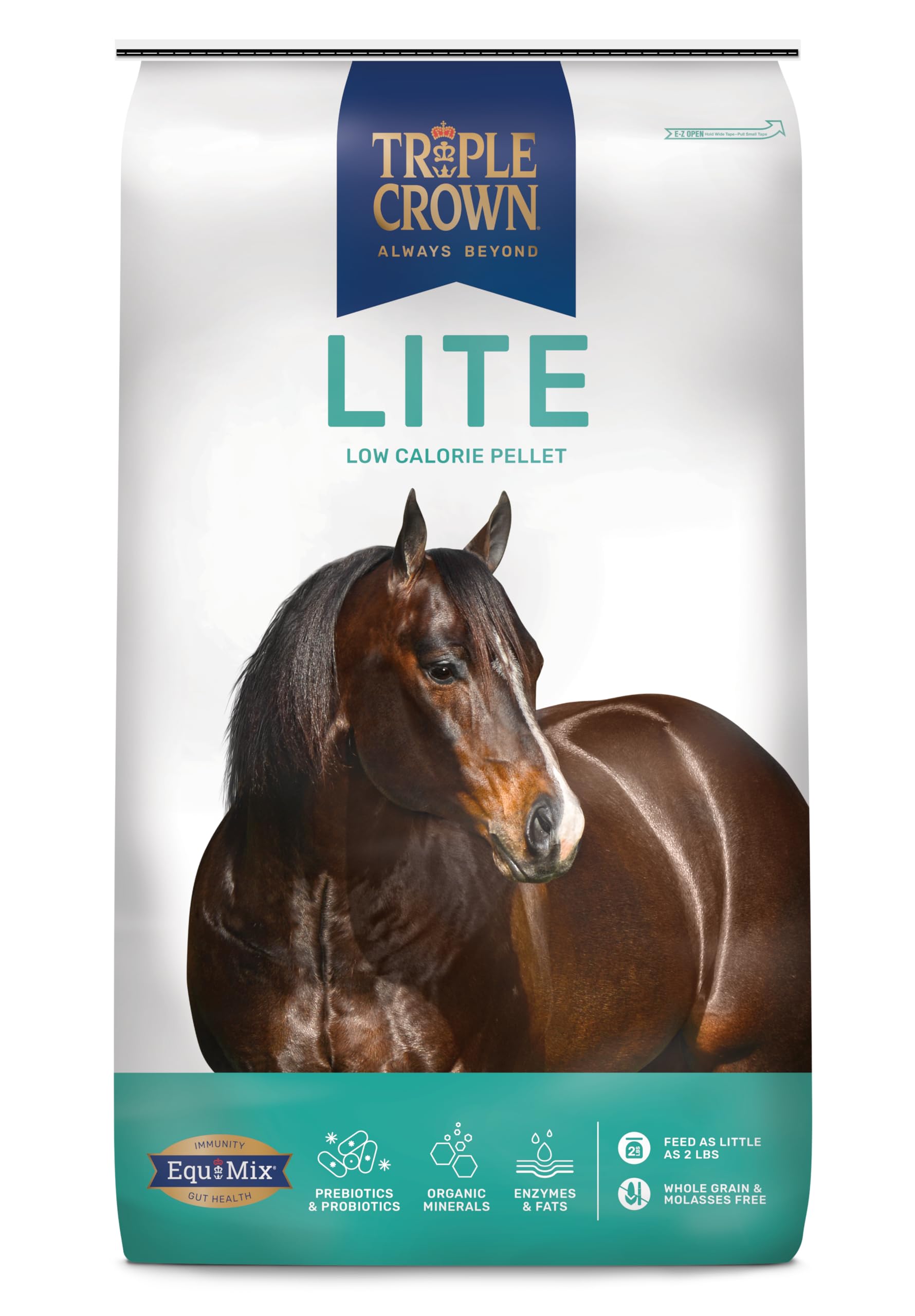 Triple Crown Lite Horse Feed, Low Starch & Low Sugar, Adult Horse Feed, Pellets, 50 lbs