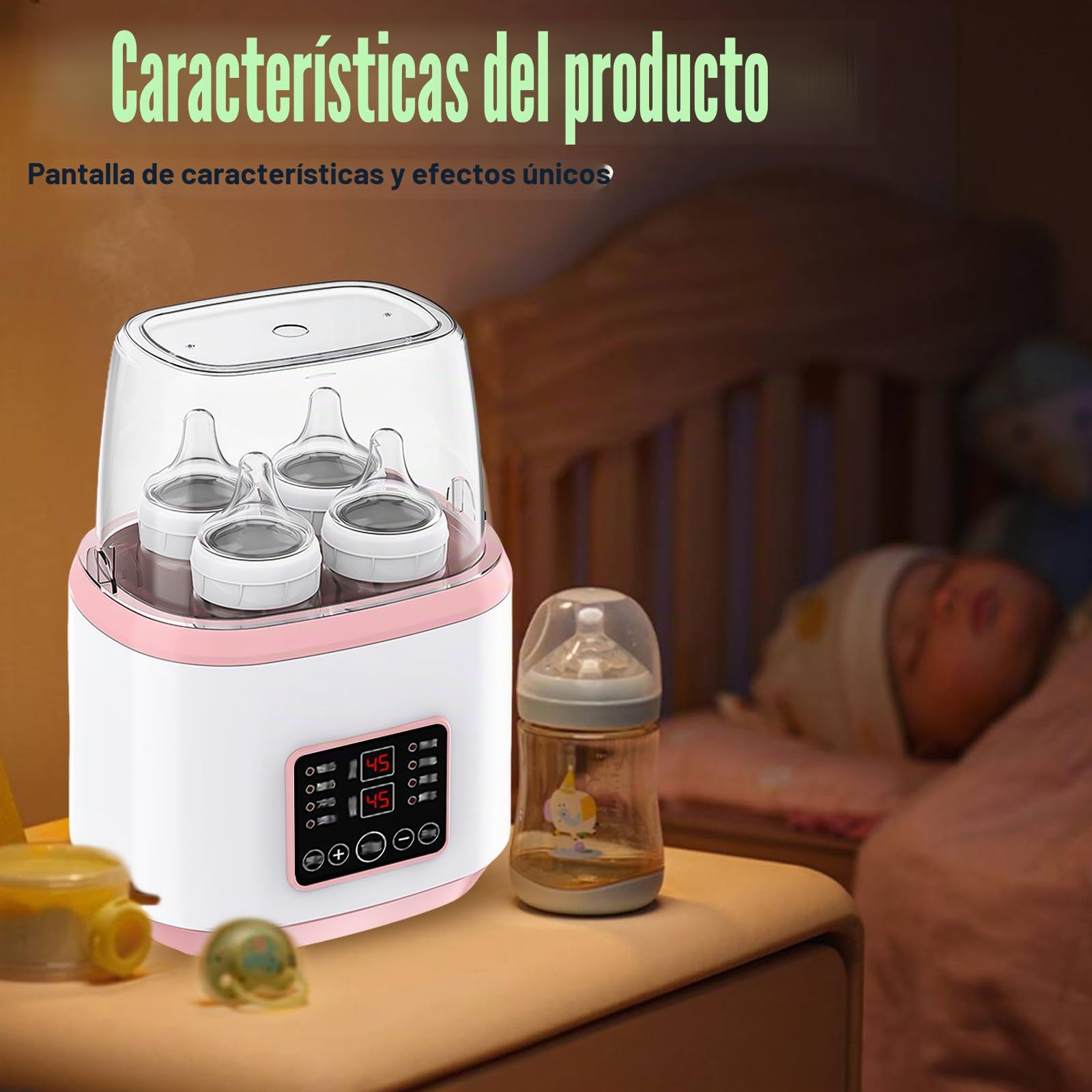 Calentador de biberones 8 en 1, esterilizador para biberones, calentador rápido de biberones, calentador de biberones para bebés, calentador rápido de alimentos para bebés y descongelación con