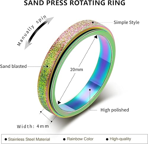 Miniatura 6 de LuckyAmor Anillo giratorio para la ansiedad para mujer anillo para la ansiedad artículos para aliviar la ansiedad anillos giratorios para la