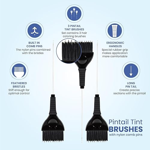 Miniatura 20 de Juego de 4 pinceles de tinte para el cabello, 4 pinceles de color para peluquería, juego de aplicadores de brochas de color para el cabello, cepillo
