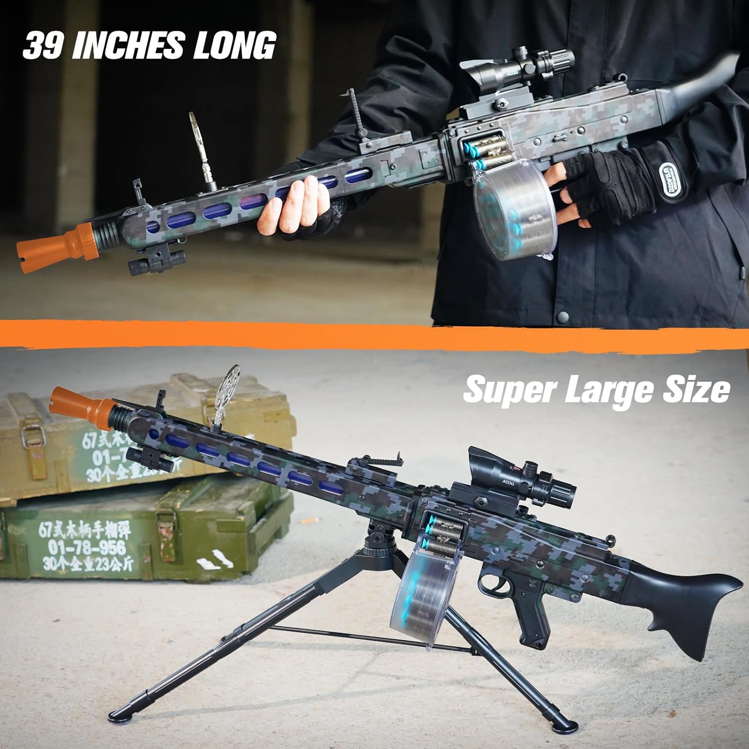 Larmside Foam Blaster with Flexible Shell Ejecting, Shooting Fun, Premium Foam Bullets, Outdoor Shooting Activities, 18+ (AutomaticMG3)