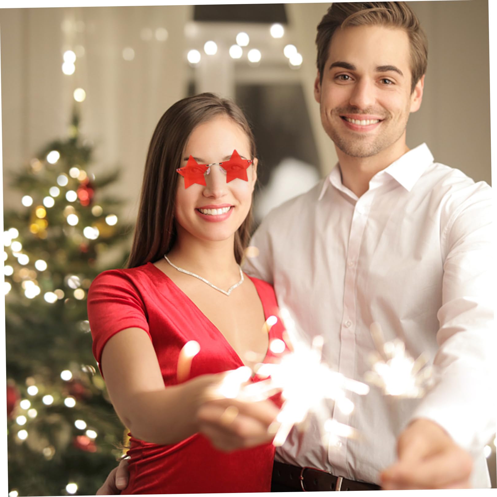 SHERCHPRY Juego De 4 Gafas Sin Montura Con Forma De Estrella Estilo Patriótico Para El Día De La Independencia 2 Unidades X 4