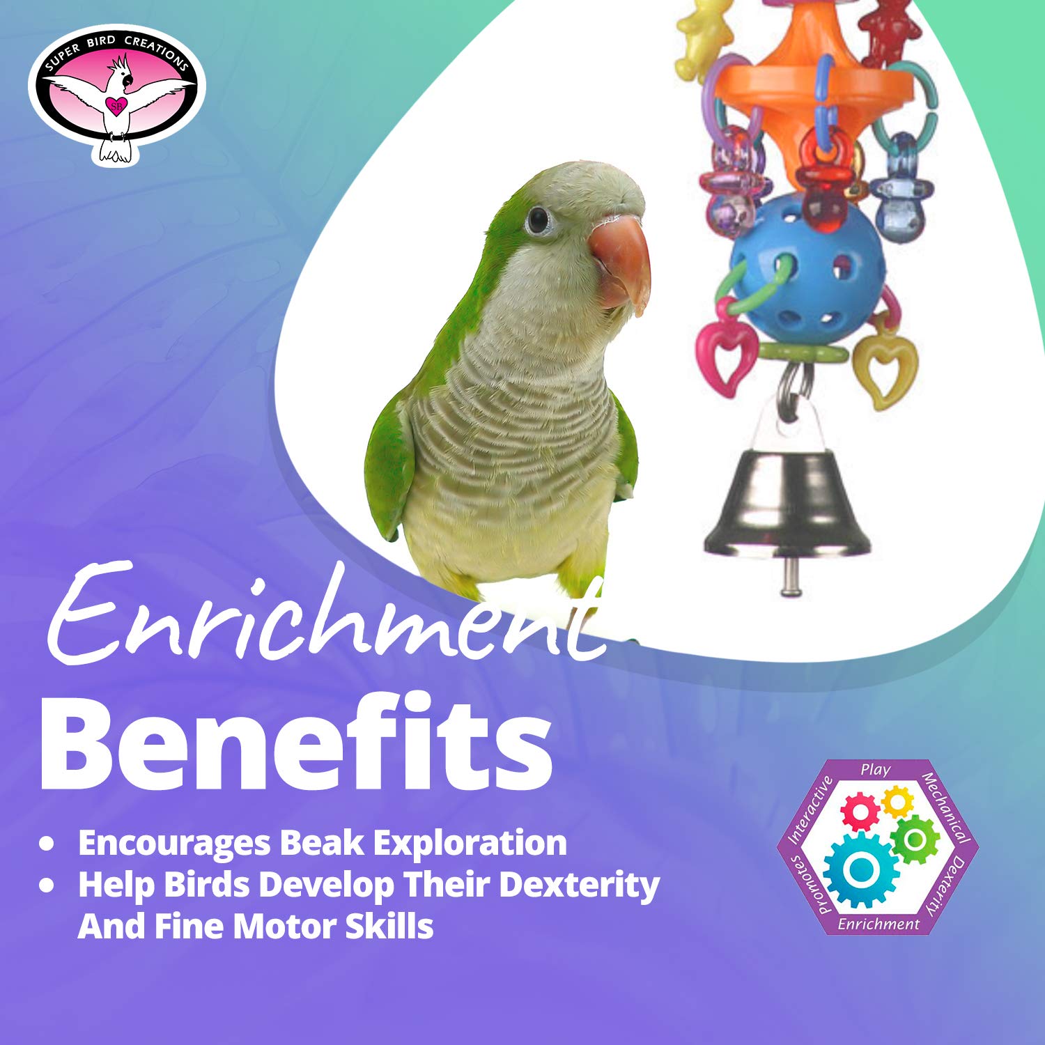 Super Bird Creations Bamboo Climb & Forage Toy - Chewing & Puzzle Toy For Large Parrots (African Greys, Macaws)