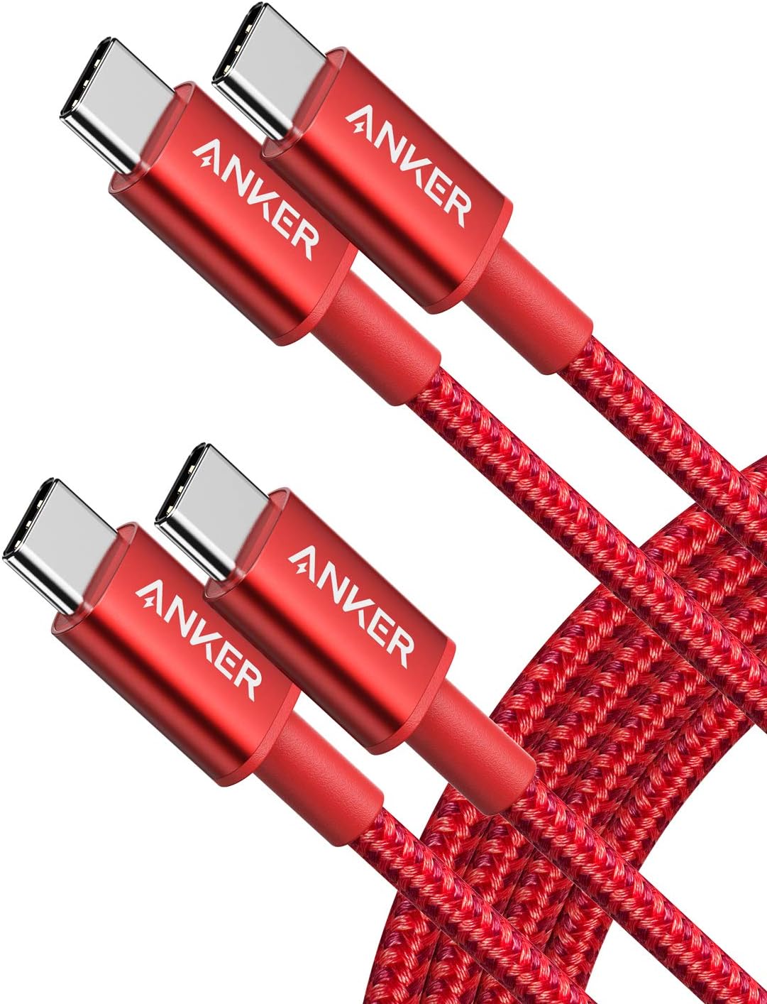 USB C to USB C Charger Cable, New Nylon USB-C to C Cable (6 ft, 2-Pack), 60W (3A) for iPhone 16/15 Series, iPad mini 6/Pro 2021, MacBook Pro 2020, Galaxy S23, Switchh(Red)