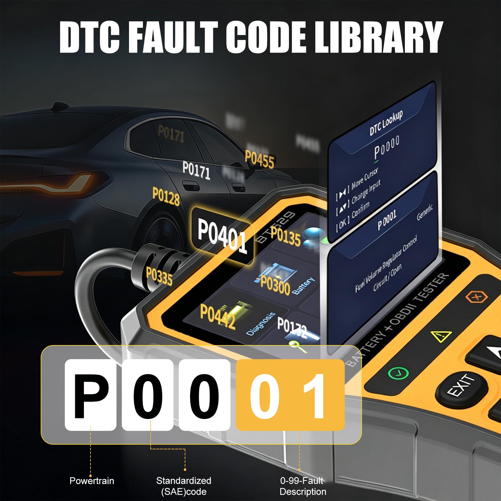 2 in 1 OBD2 Diagnostic Auto Valise Voiture Testeur Batterie