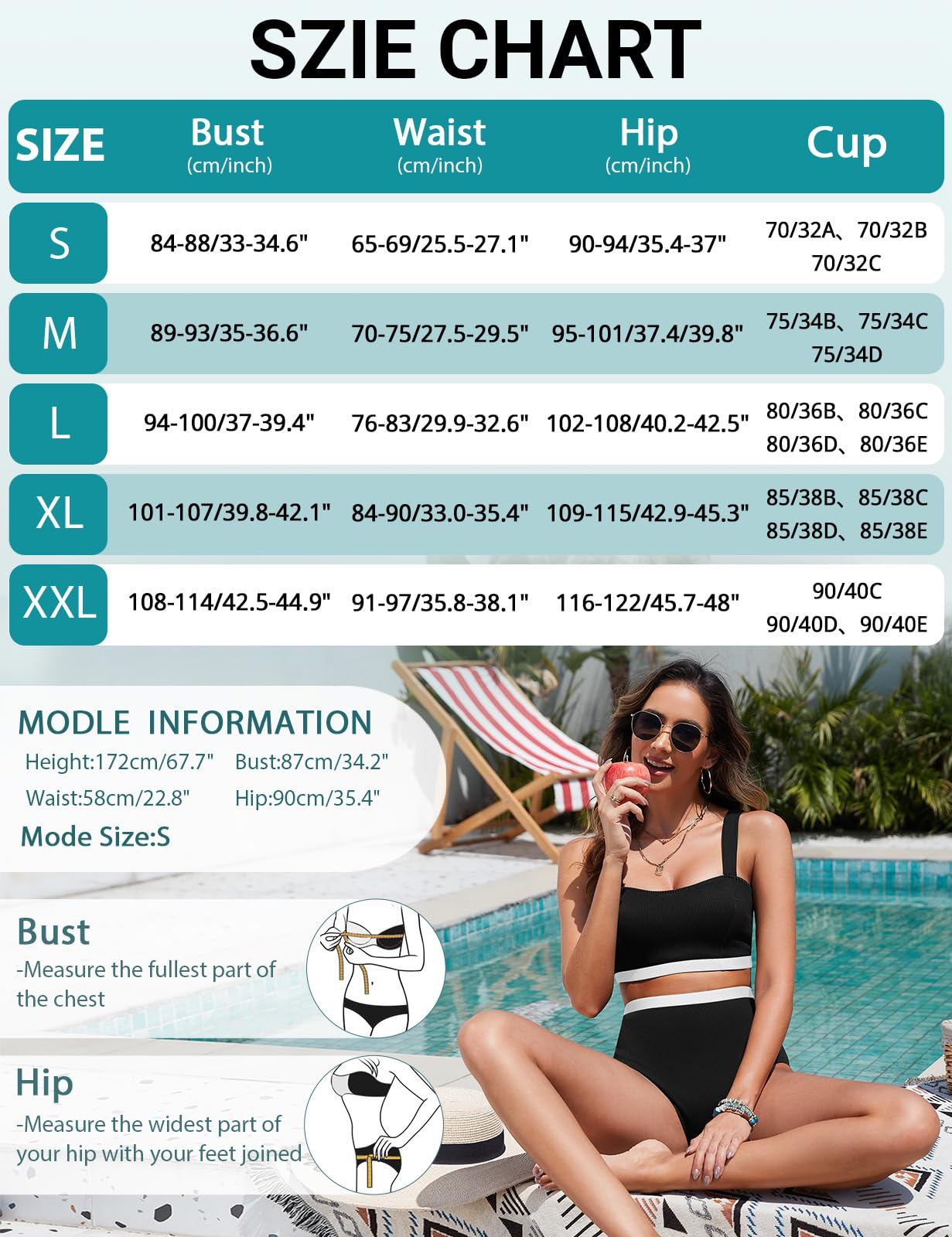 Tuopuda Conjuntos de Bikinis para Mujer Conjunto Traje de Baño Push Up Bikini Cintura Alta Bañadores Dos Piezas Traje de Baño de Playa