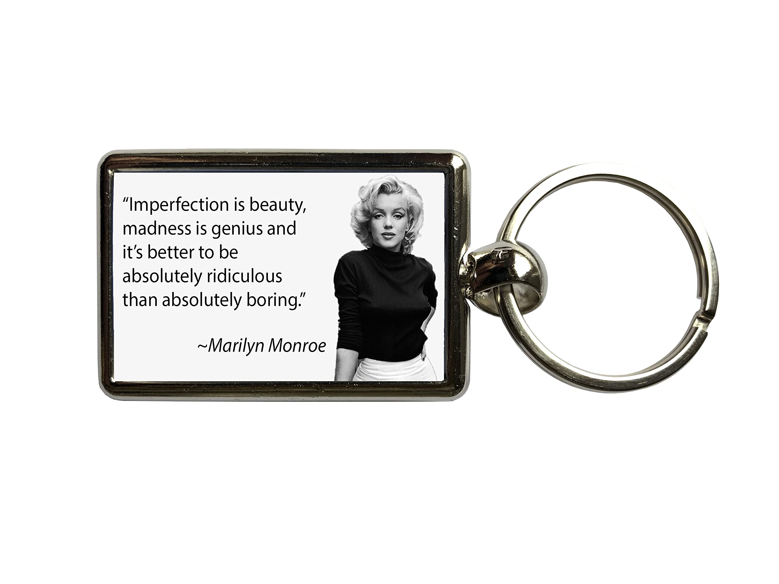 Marilyn Monroe 'Imperfection Is Beauty' Quote Metal Keyring – Classic, Stylish & Durable
