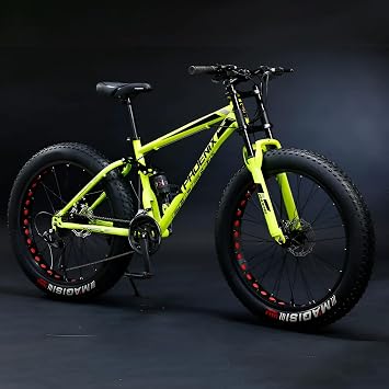Fat Bike, Snow Bike, 24/26 Inches, Snow Bicycle, 4.0 Inches Wide Tires, 21 Speeds, Dual Suspension Frame and Suspension Fork, All-Terrain Mountain Bike, Commuting to School, Men/Women, Students