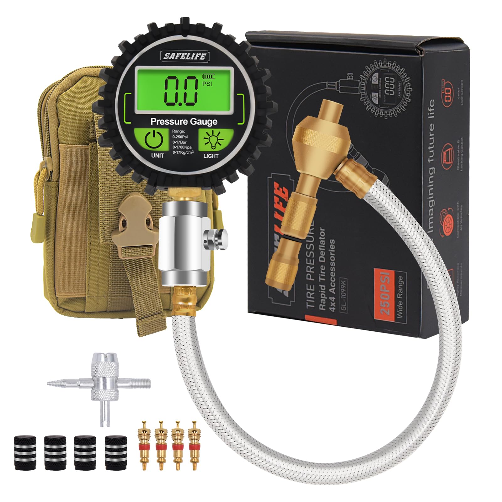 Photo 1 of **NON-FUNCTIONAL** ** SAFELIFE 4x4 Digital Tire Deflator kit?Professional Tire Pressure Gauge 250PSI, Rapid Air Down Tire Deflators Offroad Accessories