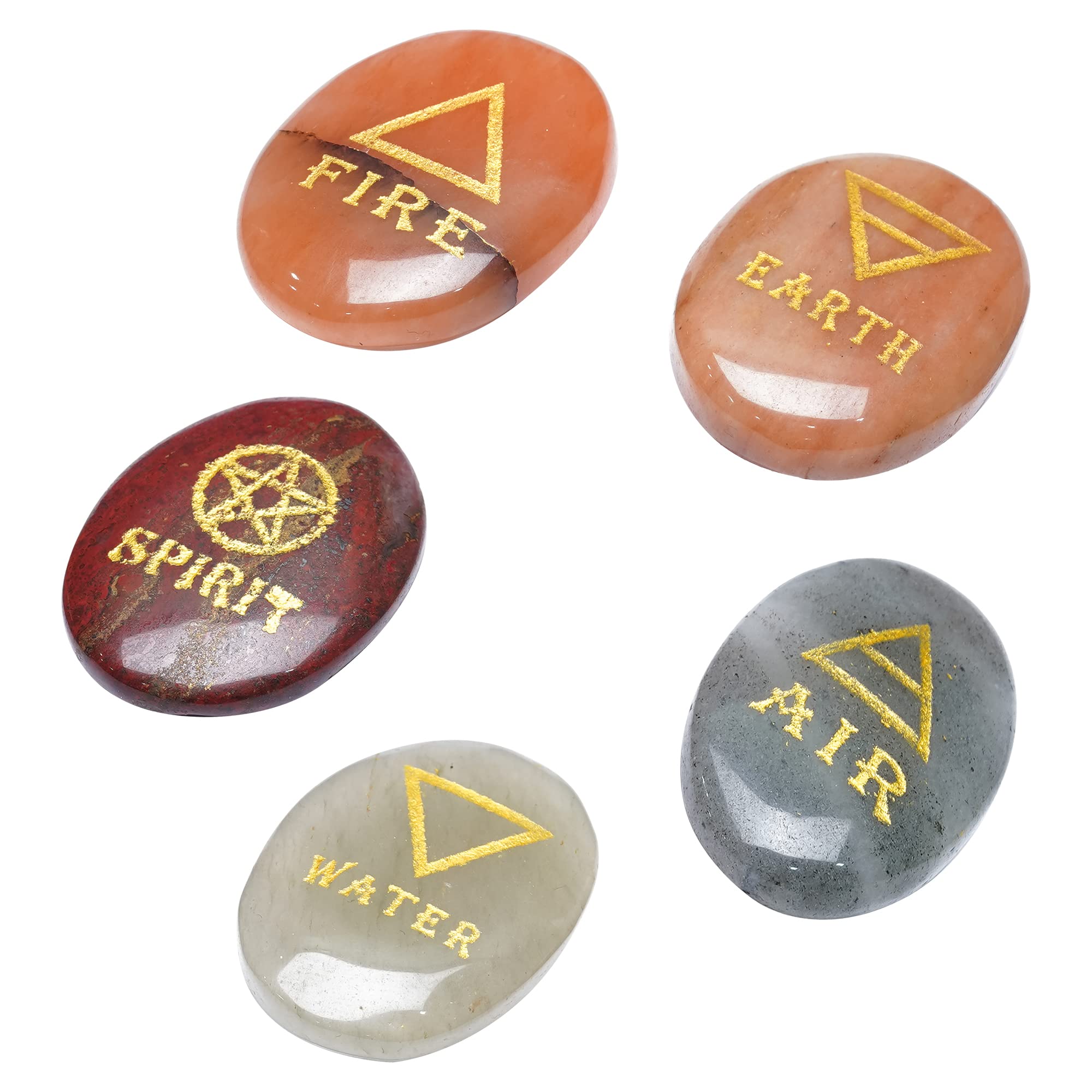 HindCraft 5 Elements Assorted Stones Engraved Triangle Symbols (Earth Air Fire Water Spirit) Polished Palm Stones for Gemstone Reiki Crystals Healing (B0BZVK5Y6Y) Amazon Price History, Amazon Price Tracker