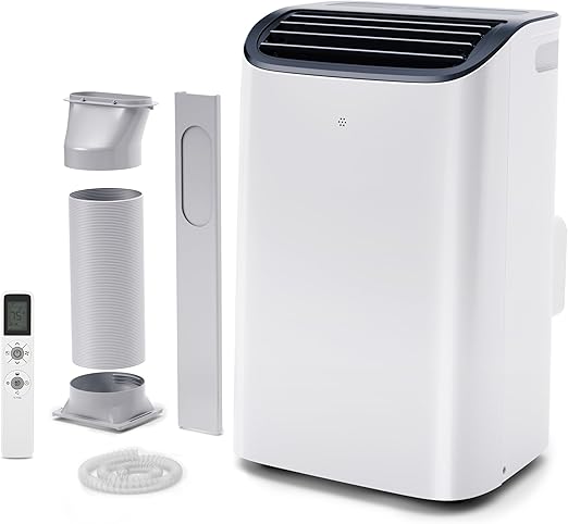EUHOMY Portable Air Conditioners 12,000 BTU for Rooms up to 550 Sq.Ft, 4 in 1 Portable AC Unit with Dehumidifier, Sleep, Fan Modes, Room AC Unit with 46dB Low Noise, 24H Timer, Easy to Install
