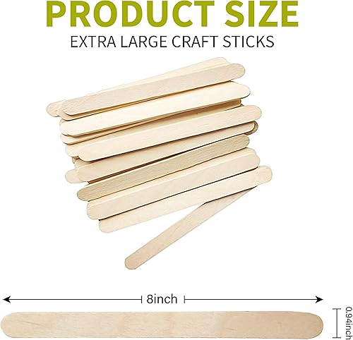 Miniatura 5 de Palitos de madera de KTOJOY Jumbo de 8 pulgadas, 100 palitos de madera para manualidades, palitos de palitos de hielo para manualidades, proyectos