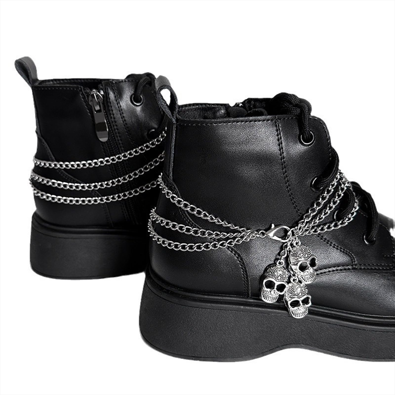 Gownsella 2PCS Shoe Charms Chain Shoelace Chains DIY Punk Shoe Accessories Decoration for Boot Sneaker Bag Handbags Pants Chain Keychain Cool Party