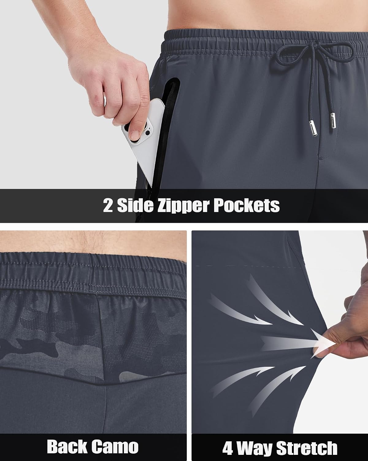 Boladeci Men's Joggers Lightweight Quick Dry Pants Athletic Hiking Workout Elastic Waist Sweatpants with Pockets