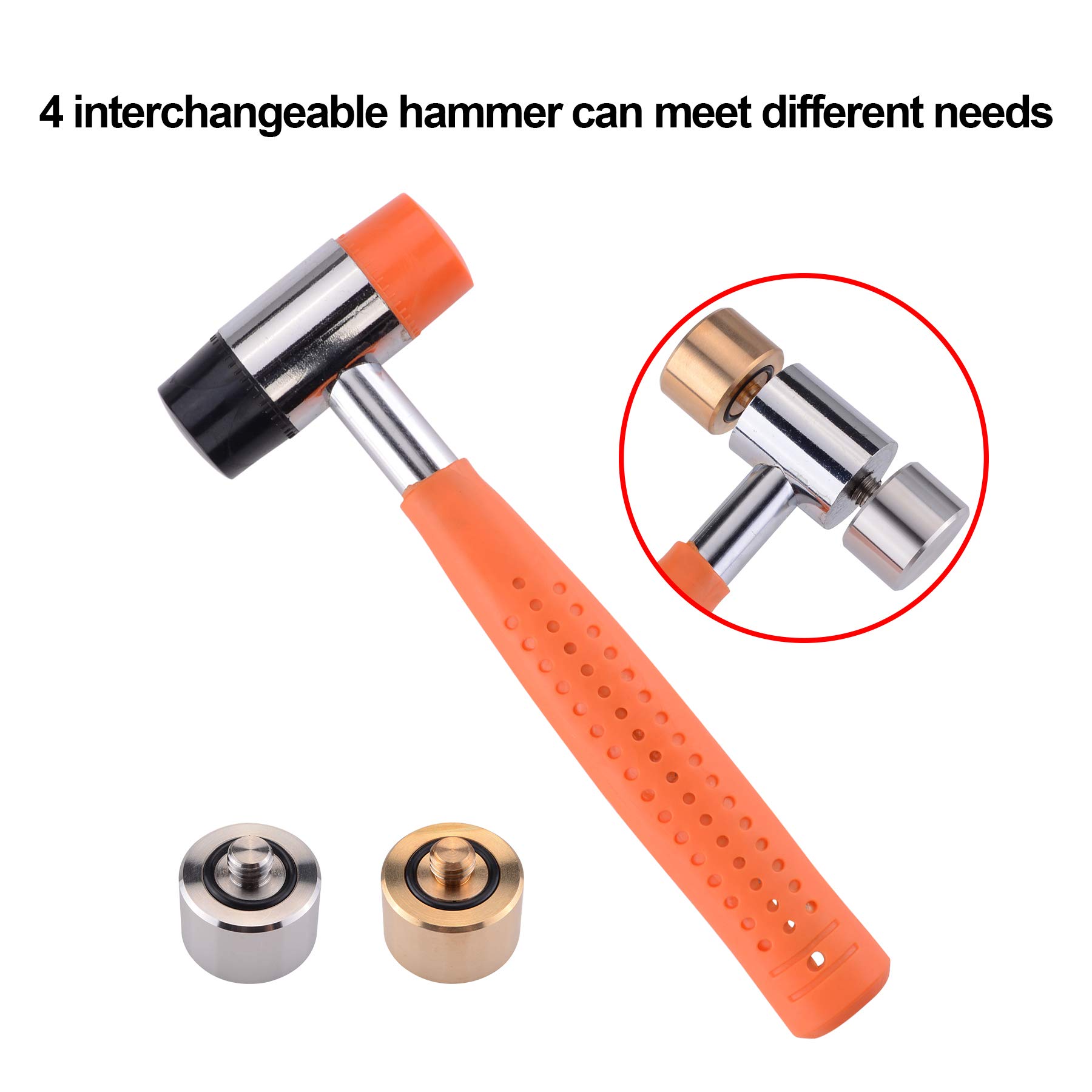 BOOSTEADY Hammer Roll Pin Punch Set, Roll Pin Starter Punch Set in Storage Case for Gunsmithing, 4 Interchangeable Hammer Heads