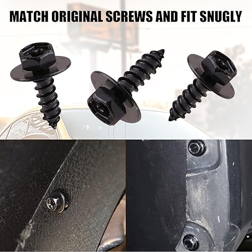 Miniatura 4 de Yumfugu 30 tornillos para guardabarros de automóvil, 0.62 x 0.66 pulgadas, cubierta de parachoques M6, perno de fijación de salpicaduras, tornillos