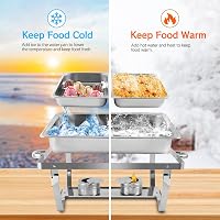 Snowtaros Melegentartó Edénykészlet 9L Rozsdamentes Acél Chafing Dish 4 Tálcával Büfé Esküvő Party Rendezvény 5