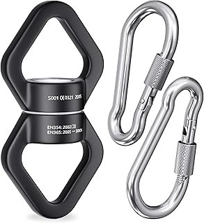 YARKOR Swing Swivel, Safety Rotational Device Hanging Accessory, 30KN 360Â° Rotational Device with Carabiner Set for Web Tree Swing, Rock Climbing, Hanging Hammock, Aerial Dance
