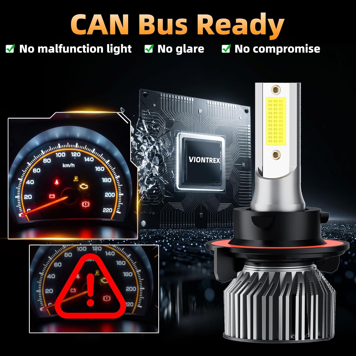 Fit for 2011-2015 Chevy Cruze Light Bulbs Combo,6500K Safety Bright Light,600% Brightness High Beam Low Beam Upgrade Powersports Bulbs with Fan,IP68 2-Pack