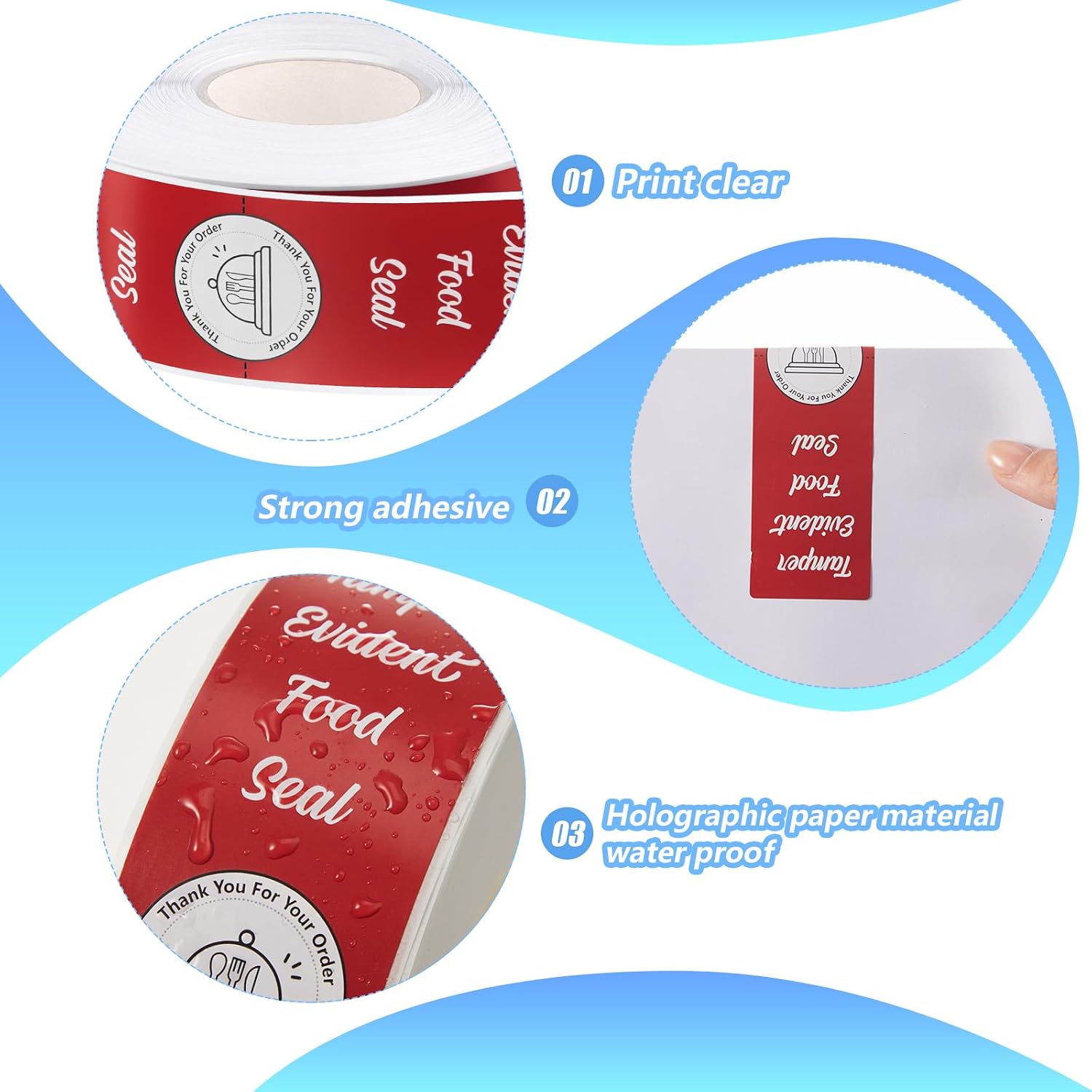 2000 Pieces Tamper Evident Stickers for Food Delivery 1.5 x 6 Inches Red Tamper Seal Proof Tape Safe Labels Sealed for Freshness Drink Food Container Pizza Boxes (Red)