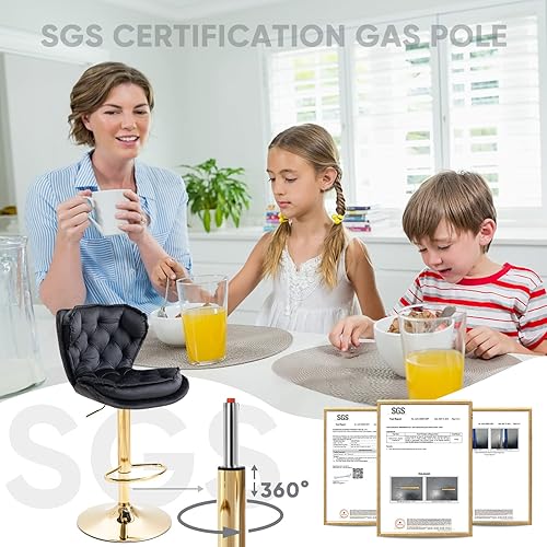 Miniatura 6 de Taburetes de bar giratorios juego de 2 taburetes de bar modernos ajustables con altura de mostrador taburete tapizado de terciopelo copetudo