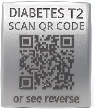Watch Strap ID Tag. Medical Condition Alert Tag. Personalised Engraved Emergency Identity Tag. Quick Response Code works with ANY Phone 22mm, Diabetes T2