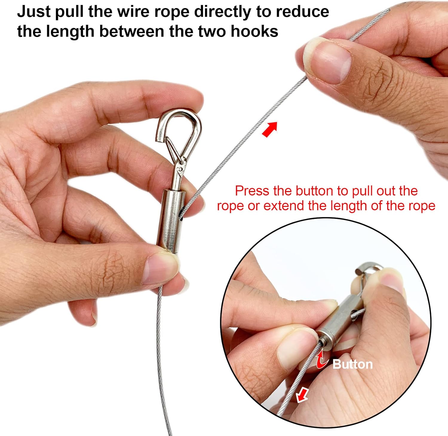 Adjustable Picture Hanging Wire Heavy Duty Supports 50 lbs - 2 Kit Hanging Hardware, 2m x1.5mm Hanging Wire with D Ring, Ideal for Hanging Mirror, Picture, Light Lamp