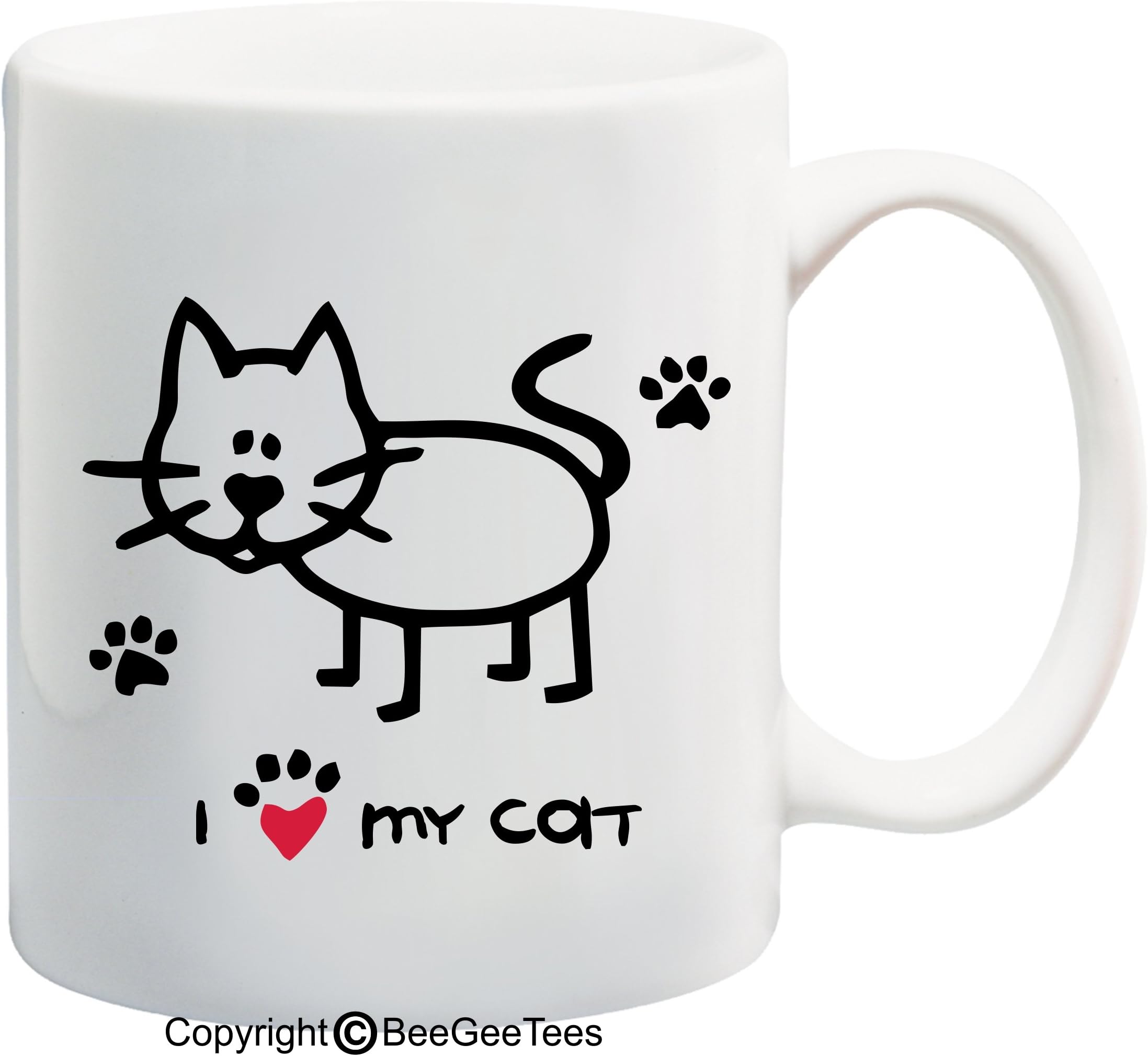 BeeGeeTees I Love My Cat Coffee or Tea Cup Funny Cat Lover Gift Mug 04903 (15 oz)