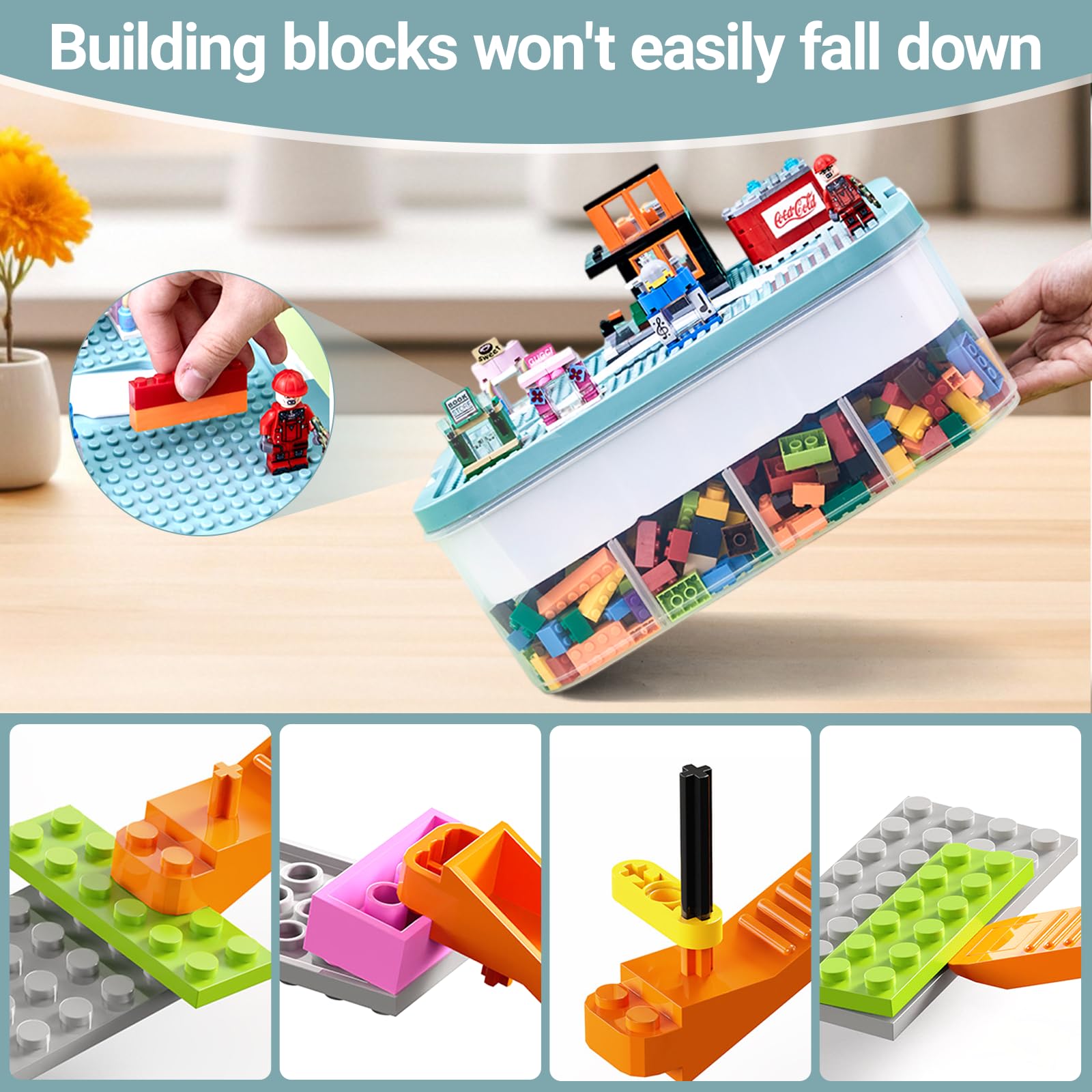 Boite Rangement Plastique pour Lego Briques Coffre A Jouet Enfant avec Couvercle,organiseur de jouets avec compartiments pour enfants,Petites pièces