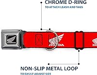 Vista 5 de Buckle-Down Collar de perro hebilla de cinturón de seguridad Honda logotipo de motocicleta rojo blanco 18 a 32 pulgadas 1.5 pulgadas de ancho
