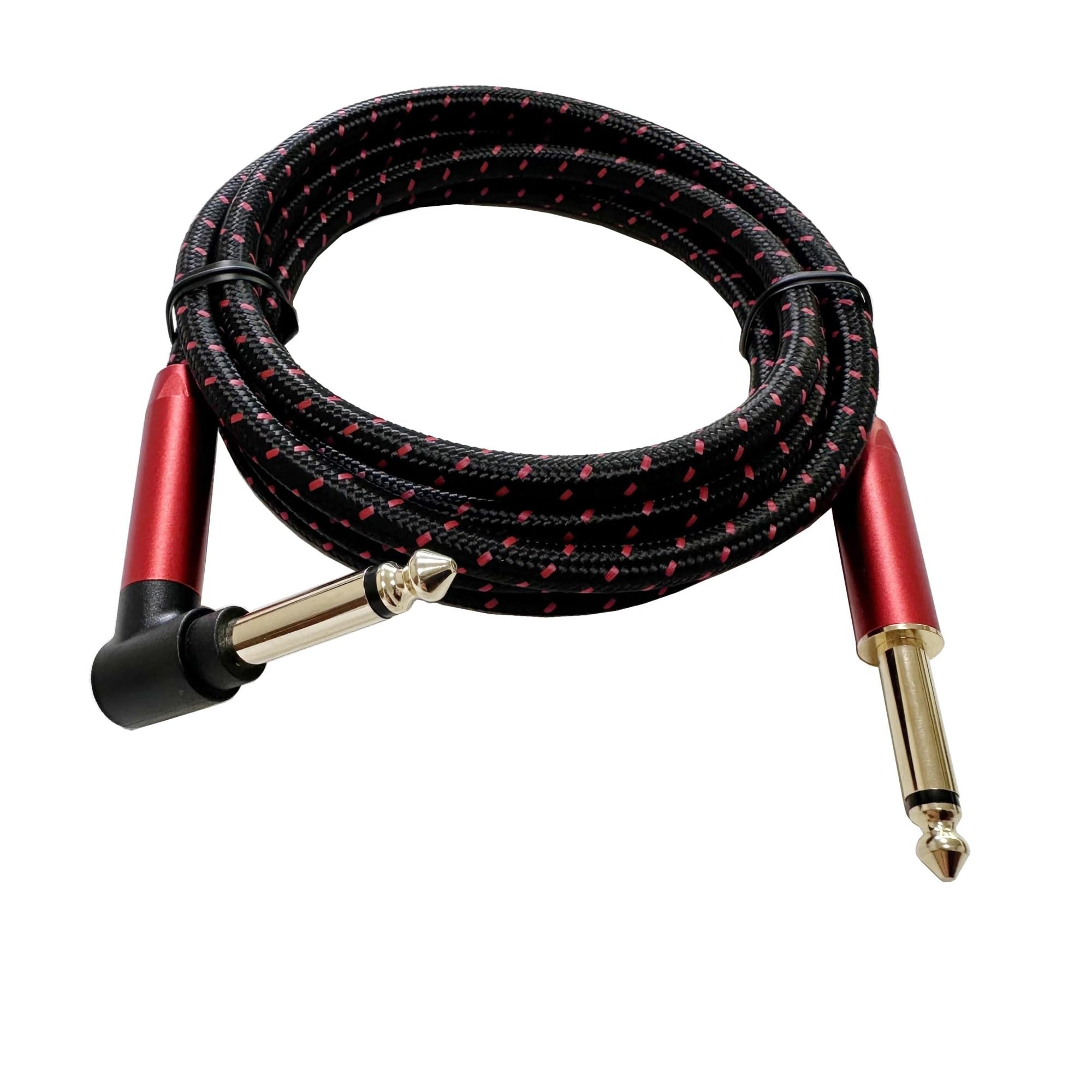 Cable De Audio Para Guitarra Cable De Instrumento 6,5 Pies Cable Amplificador Alambre Trenzado TRS 1/4 Pulgada Para Guitarra Eléctrica(Red,6m)