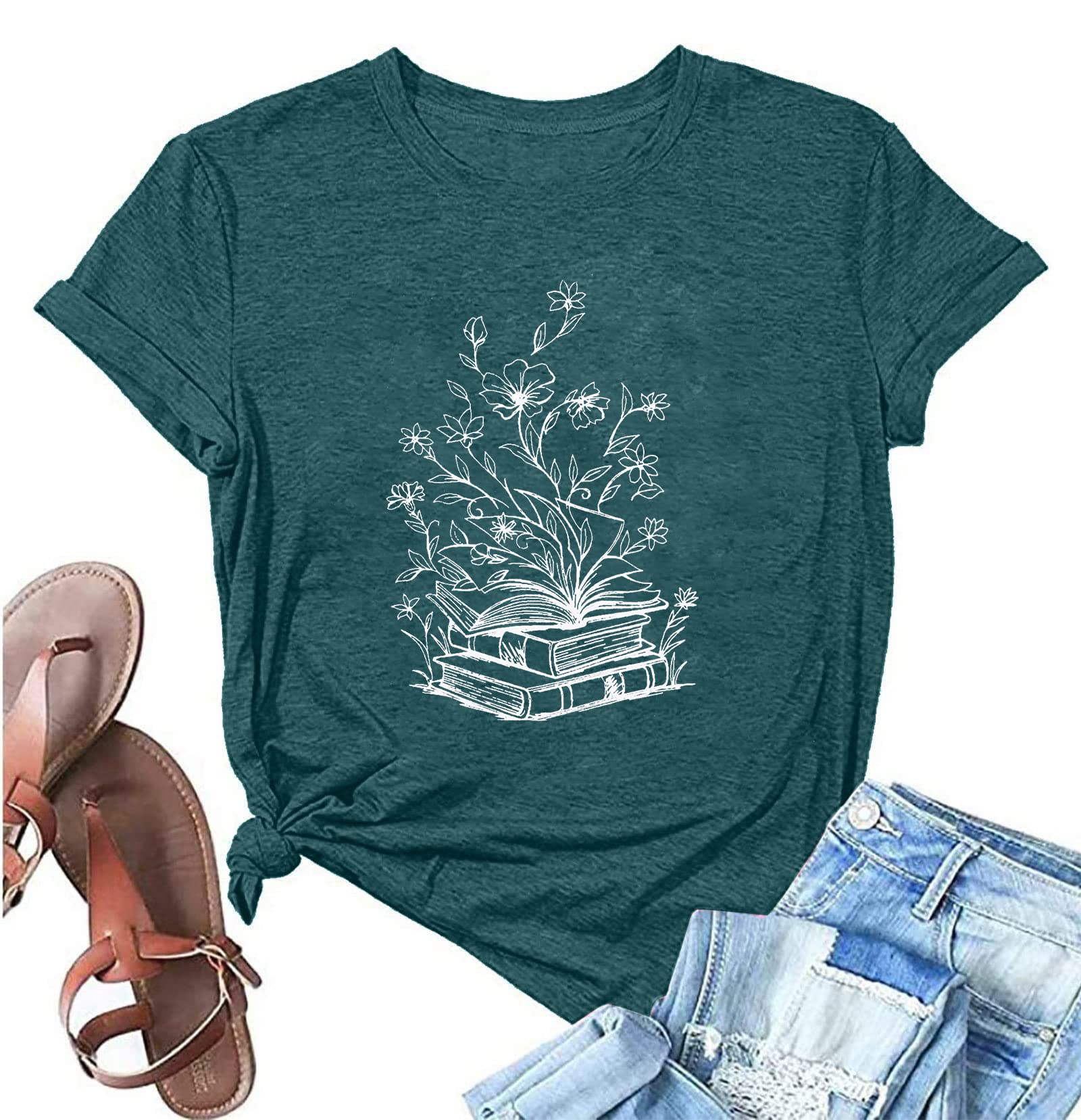 MOUSYABook T-Shirts for Women It's A Good Day to Read Shirts Book Lovers Shirt Casual Short Sleeve Tee Tops