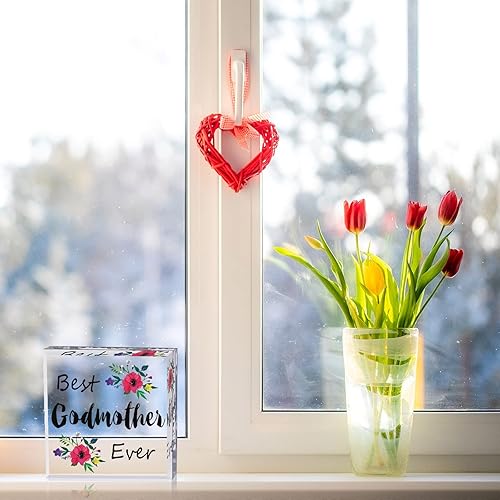 Miniatura 3 de Godmother Gift from Godchild Thanks for Being My Godmother Heart Acrylic Keepsake Inspirational Gift Idea for Godmother's Birthday Mother's Day