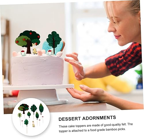 Miniatura 6 de 2 juegos de decoración de fieltro para tartas de bosque, decoración de cupcakes, decoración de pasteles, decoraciones verdes, decoración de animales