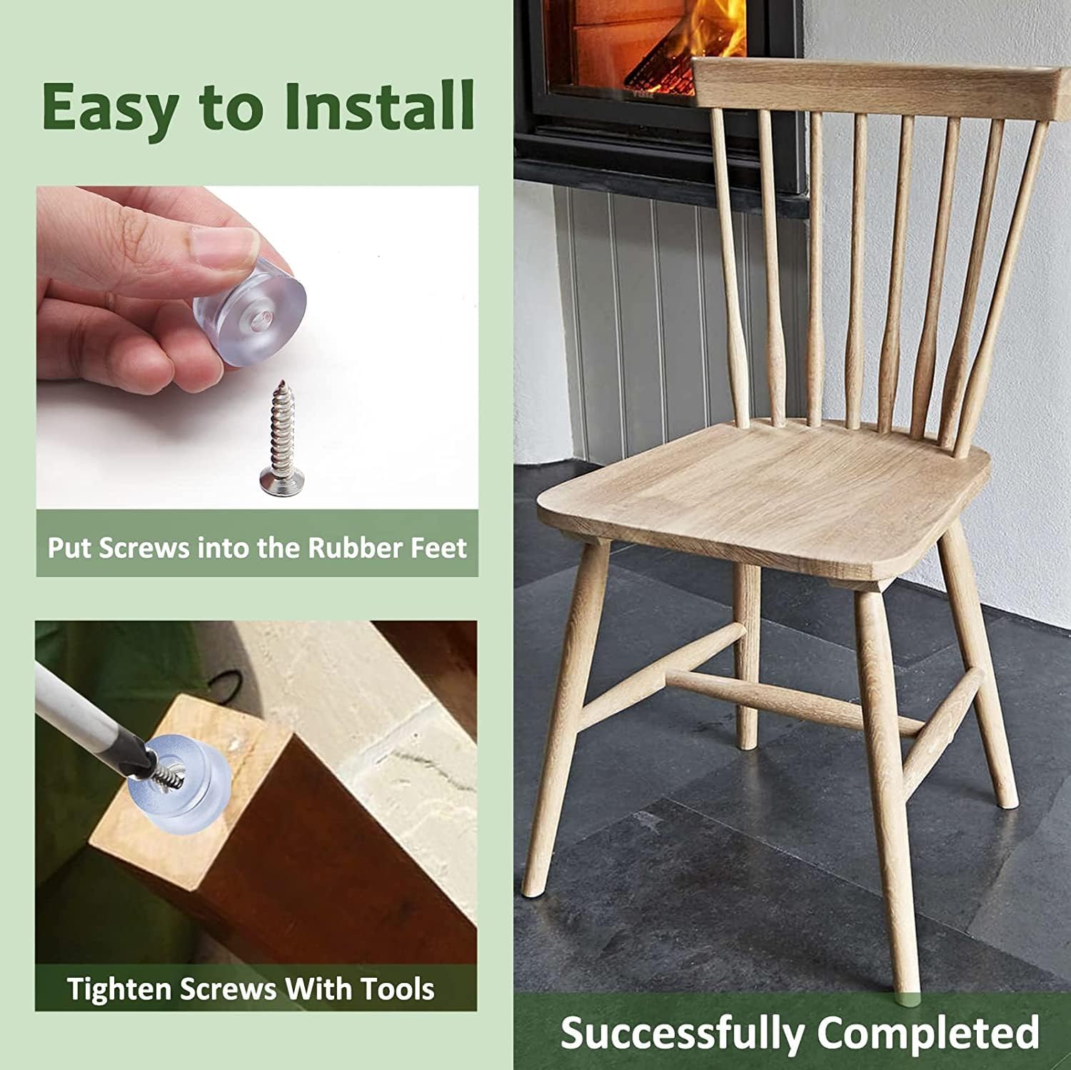 HASTHIP® 20Pcs Transparent Rubber Bush for Furniture Legs - Flat Rubber Round Feet with Screws Non-Slip Anti-Vibration Bumper Pads for Furniture, Cases, Electronics (Ø - 47mm, H - 12mm)