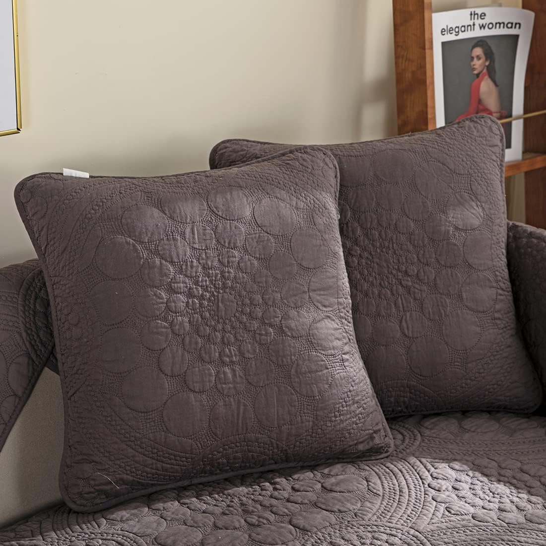 vctops Pack of 2 Boho Circle Embroidery Throw Pillow Covers for Couch Bed Sofa Cotton Quilted Soft Cushion Covers (White,12"x20")