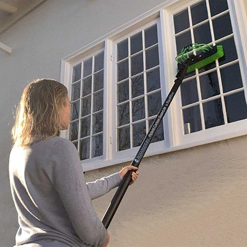 Miniatura 5 de Poste telescópico de fibra de carbono de 30 pies alimentado por agua para el hogar y el kit de limpieza de ventanas comerciales, cepillo y poste de