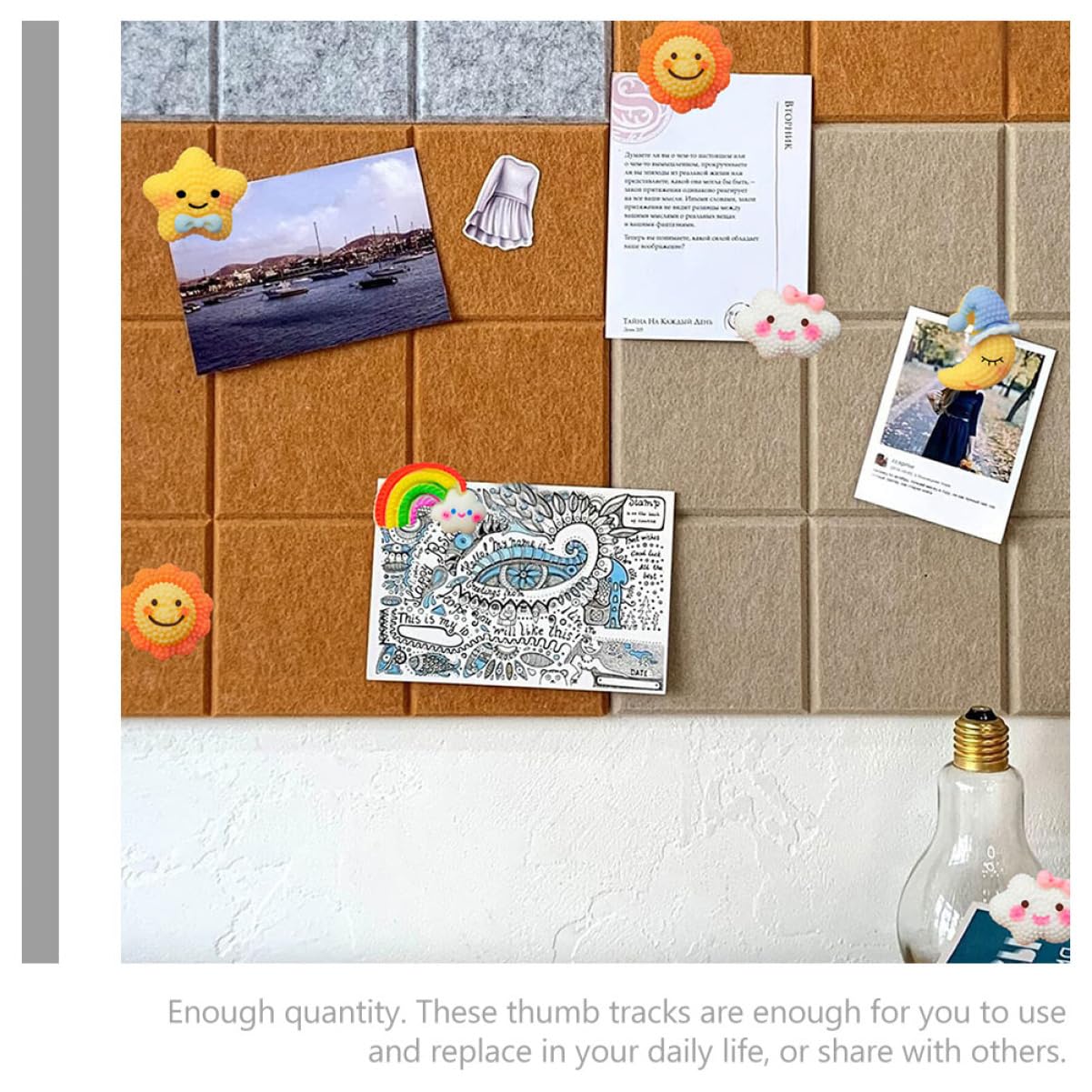 NUOBESTY 90stücke -Dekoration Push Niedliche Resin-memo-pinnadeln Mond Sternen Regenbogen Und Wolken-Designs Für Corkboards Und Zuhause