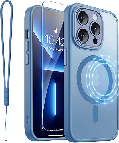 Miniatura 13 de ROYBENS Funda transparente mate para iPhone 14 Pro-Max compatible con Magsafe, protección completa de lente de cámara, protector de pantalla, correa