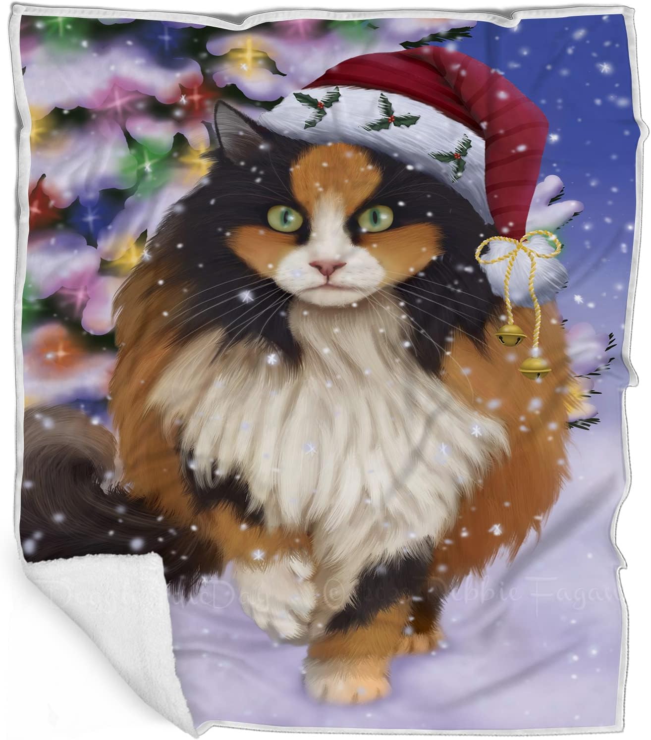 Doggie of the Day Calico Cat Blanket - Christmas Winterland Wonderland - Super Soft & Warm Pet Theme for Sofa or Bed, Warm Fleece, Sherpa or Woven Material, BLNKT88771 (60x80 Fleece)