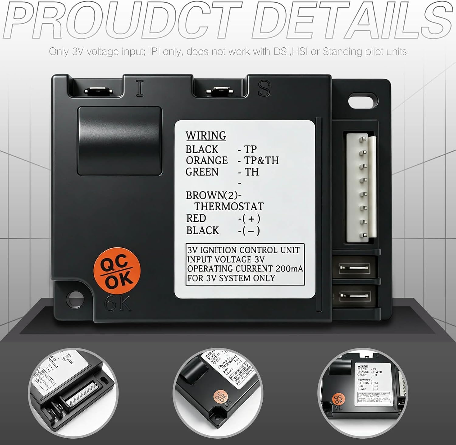 593-592 Fireplace Control Module IPI Gas Fireplace Ignition Control Module, Replaces for SRV593-592, 350-M, 6K, 4674, IMP-1, IPI-6000, 5760, J7728, 351, W190-0015
