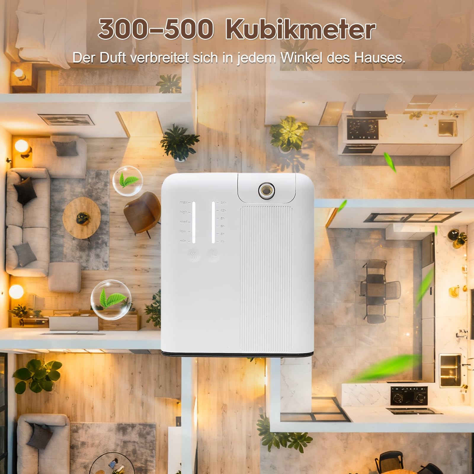 Smart Aroma Diffuser, Wasserloser Diffusor für ätherische Öle 300ml, Duftdiffusor mit Bluetooth & App, Abdeckung bis 500 Kubikmeter des Duftes für Zuhause, Geschäft, Hotel, Büro, Spa