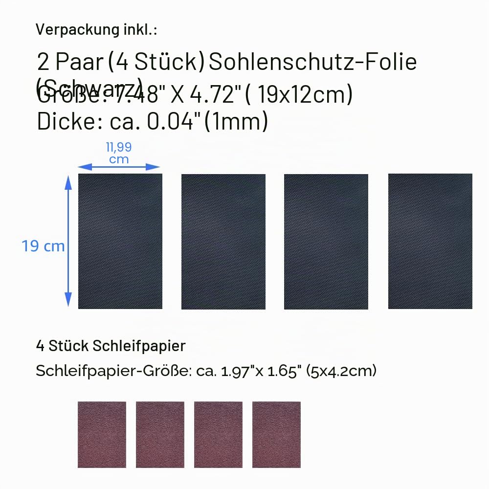 Unikstep 4 Stück Schuhsohlenschützer, rutschfeste Schuhsohlenschützer, Schuhboden- und Fersenpolster, Geräuschreduzierungsaufkleber, selbstklebend (Black)