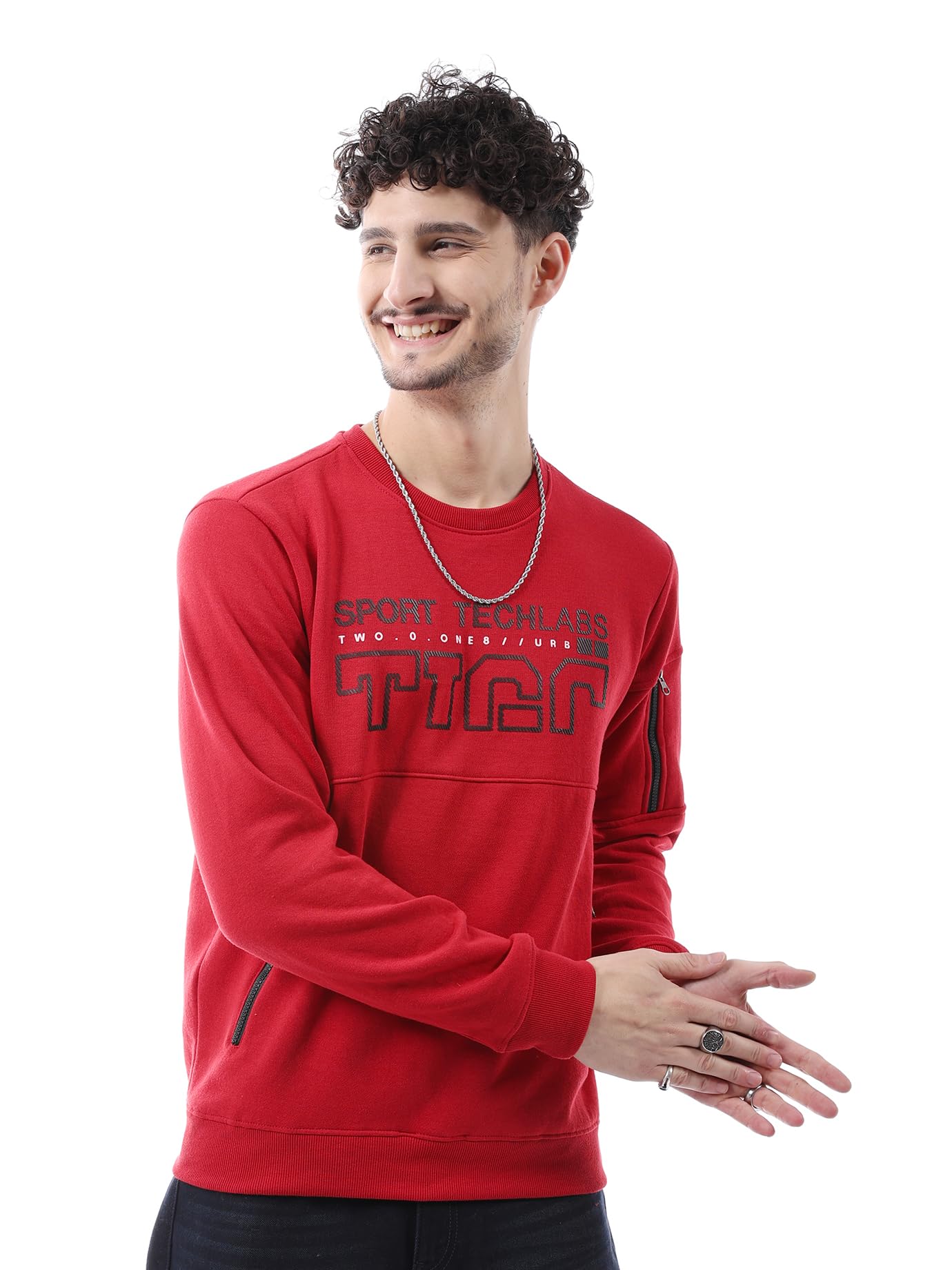 the indian garage co Men Regular Fit Placement Print Crew Neck Overhead Sweatshirt-picture-38